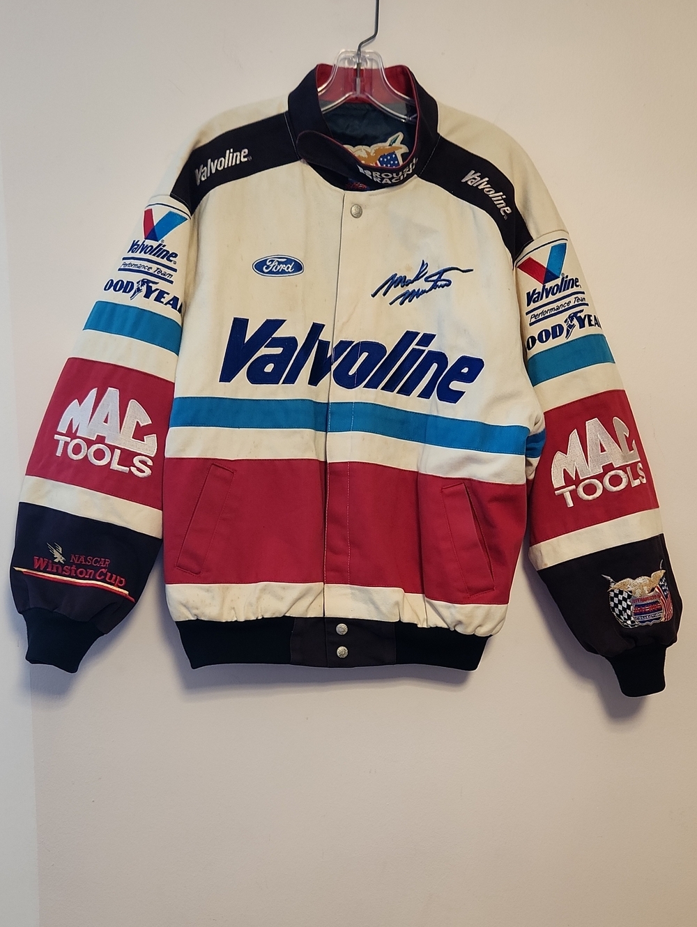 Vtg Jeff Hamilton Mark Martin Valvoline NASCAR  Racing Jacket - L/XL